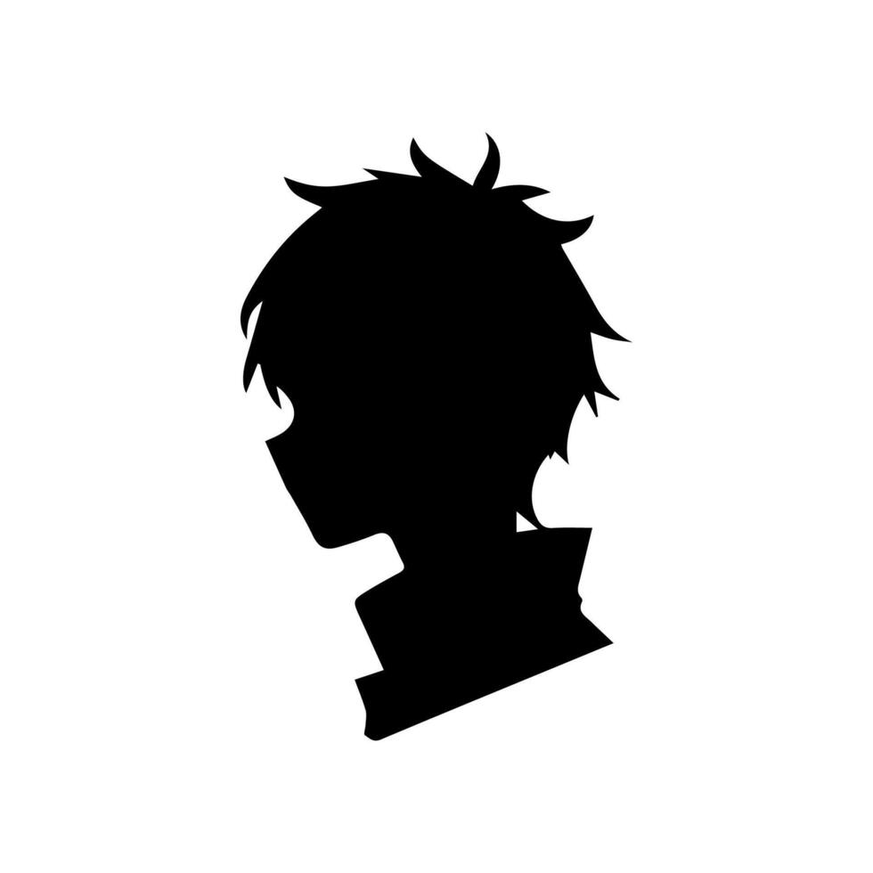 Anime Kopf Silhouette Illustration mit das Objekt von ein cool jung Mann vektor