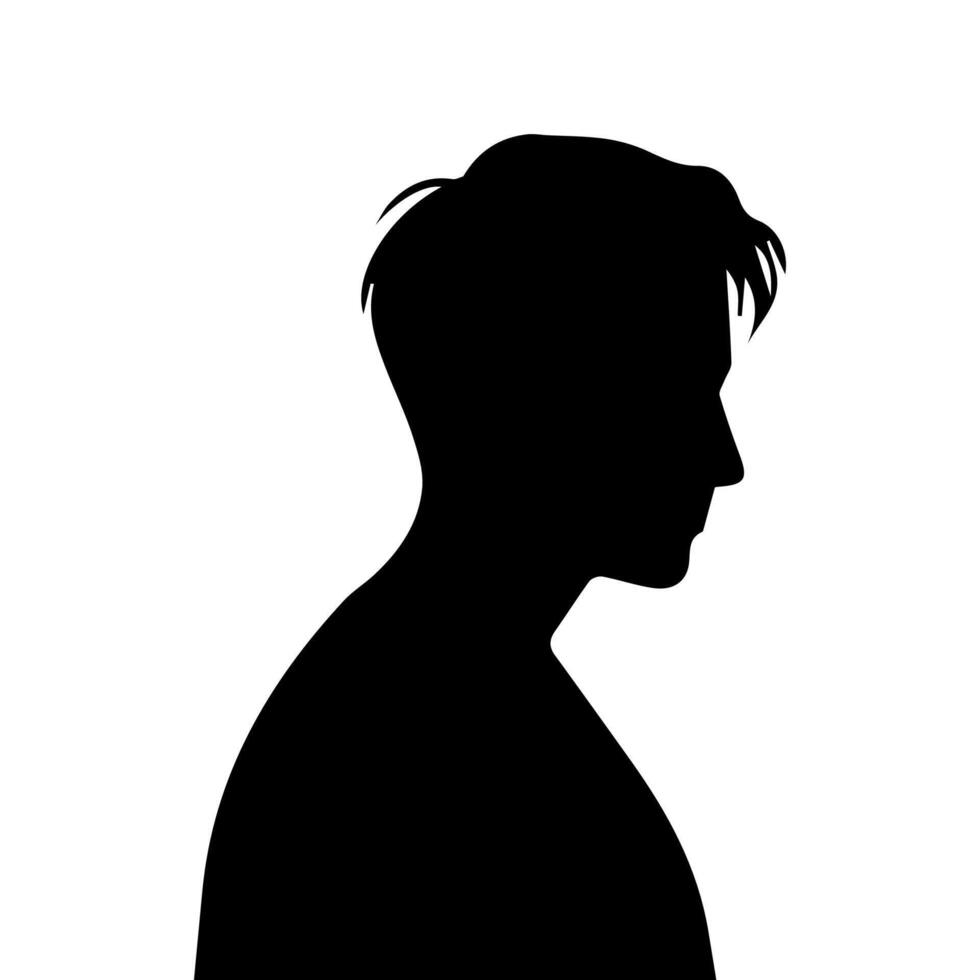 ein glatt Silhouette Profil von ein Mann gegen ein kontrastieren Hintergrund vektor