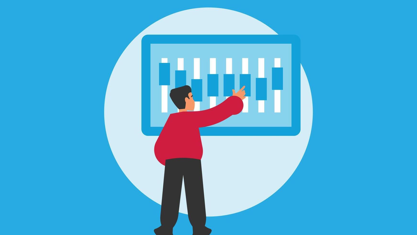 affärsman övervakning de finansiell resultat på skärm illustration vektor