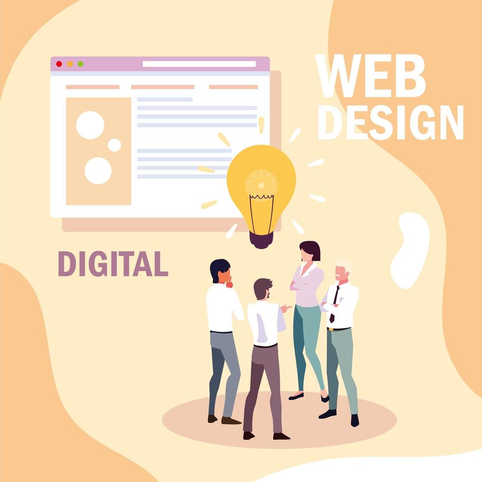 affärsmän i möte om global planering och marknadsundersökningar, webbdesign vektor