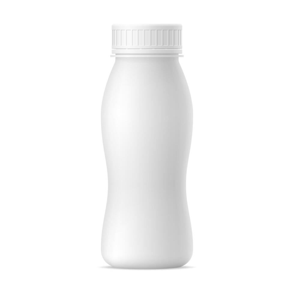 realistisch Joghurt Flasche spotten oben vektor