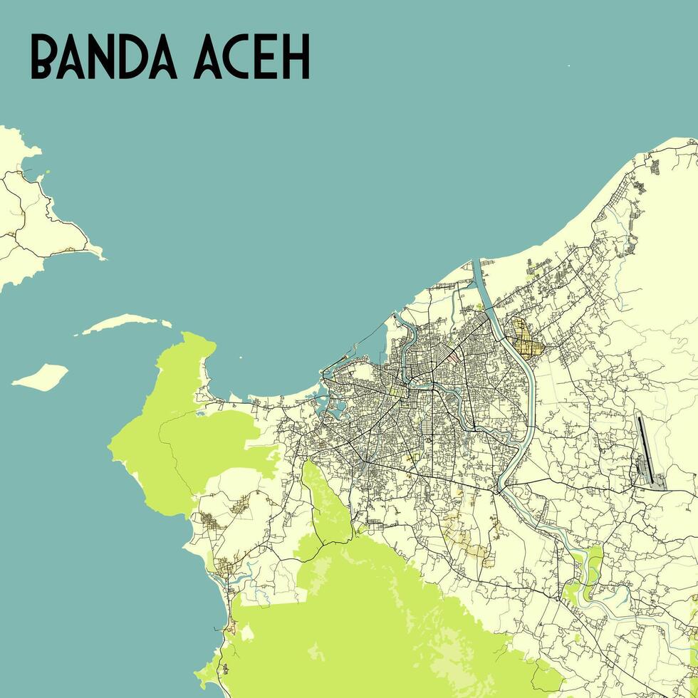 Banda aceh Indonesien Karte Poster Kunst vektor