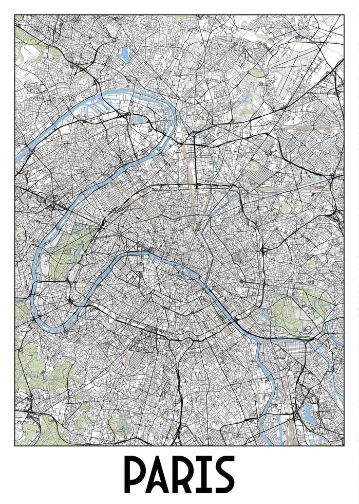 paris, Frankrike Karta affisch konst vektor