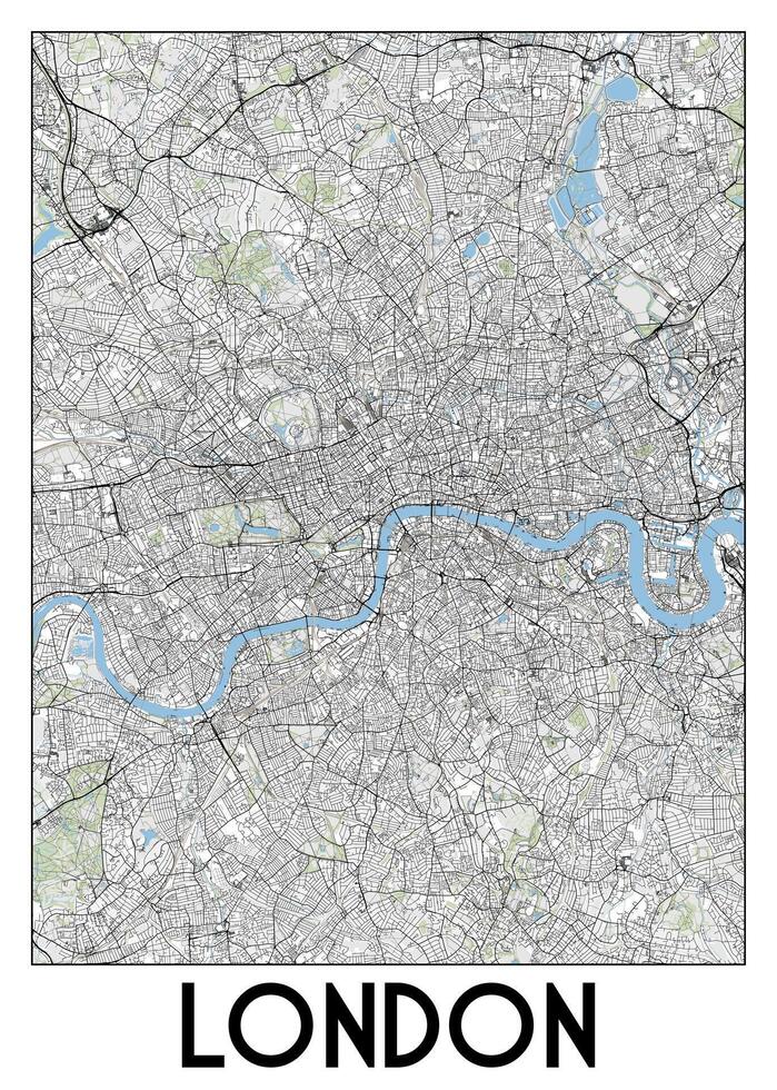 london, Storbritannien Karta affisch konst vektor