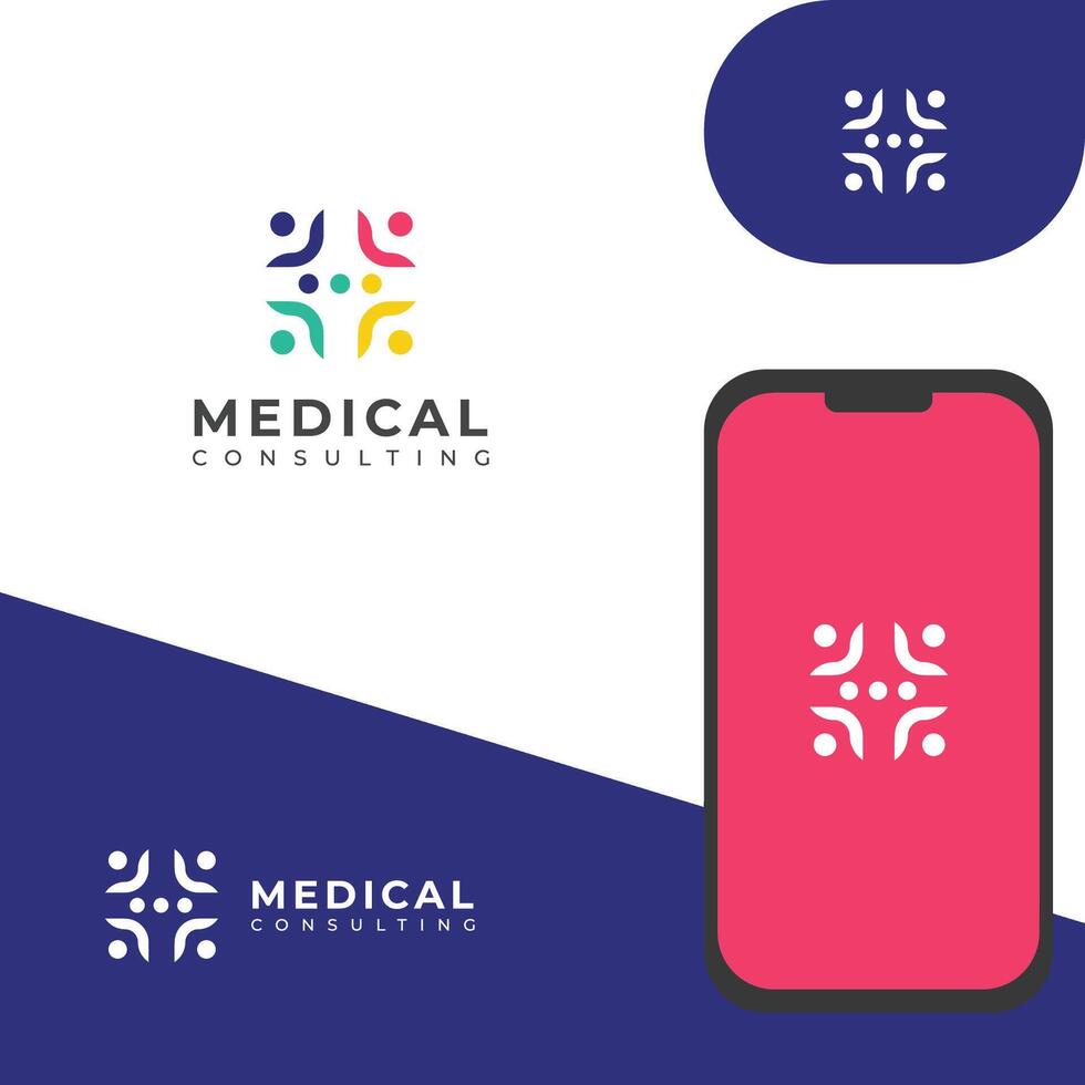 medicinsk hört logotyp design. läkare chatt hört prata logotyp. vektor