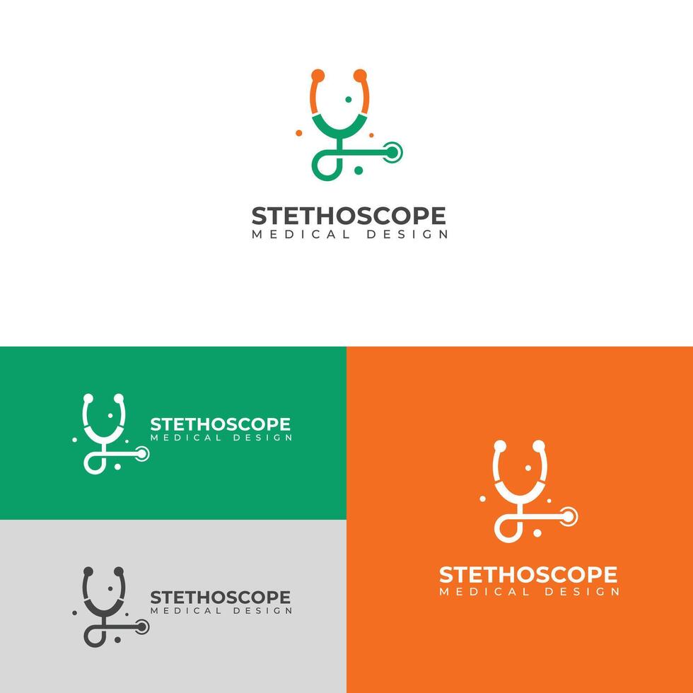 kreativ stetoskop medicinsk logotyp hälsa kolla upp verktyg. vektor