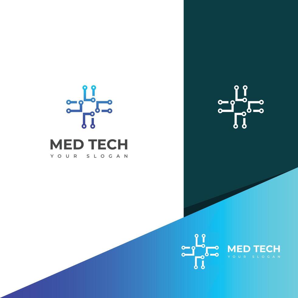 kreativ Med tech logotyp design mall ikon. vektor