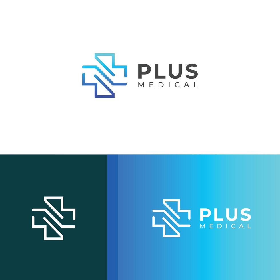 kreativ Kreuz Plus medizinisch Logo Design Vorlage. vektor