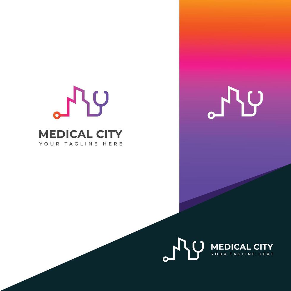 medicinsk stad logotyp design mall. vektor