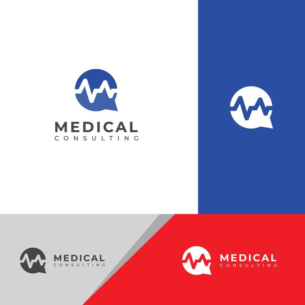 medicinsk hört logotyp design. läkare chatt hört prata logotyp. vektor