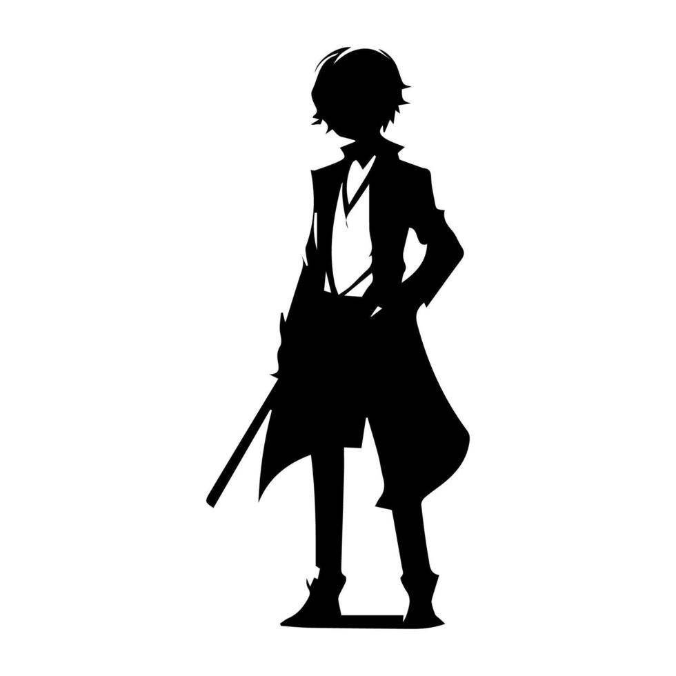 Mann Silhouette Profil Bild Anime Stil vektor