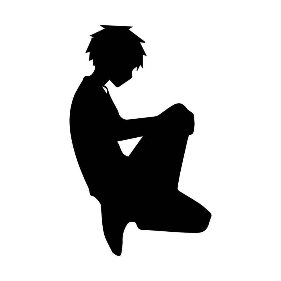 Mann Silhouette Profil Bild Anime Stil vektor