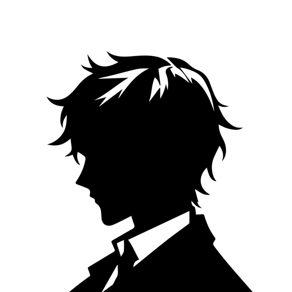 Mann Silhouette Profil Bild Anime Stil vektor