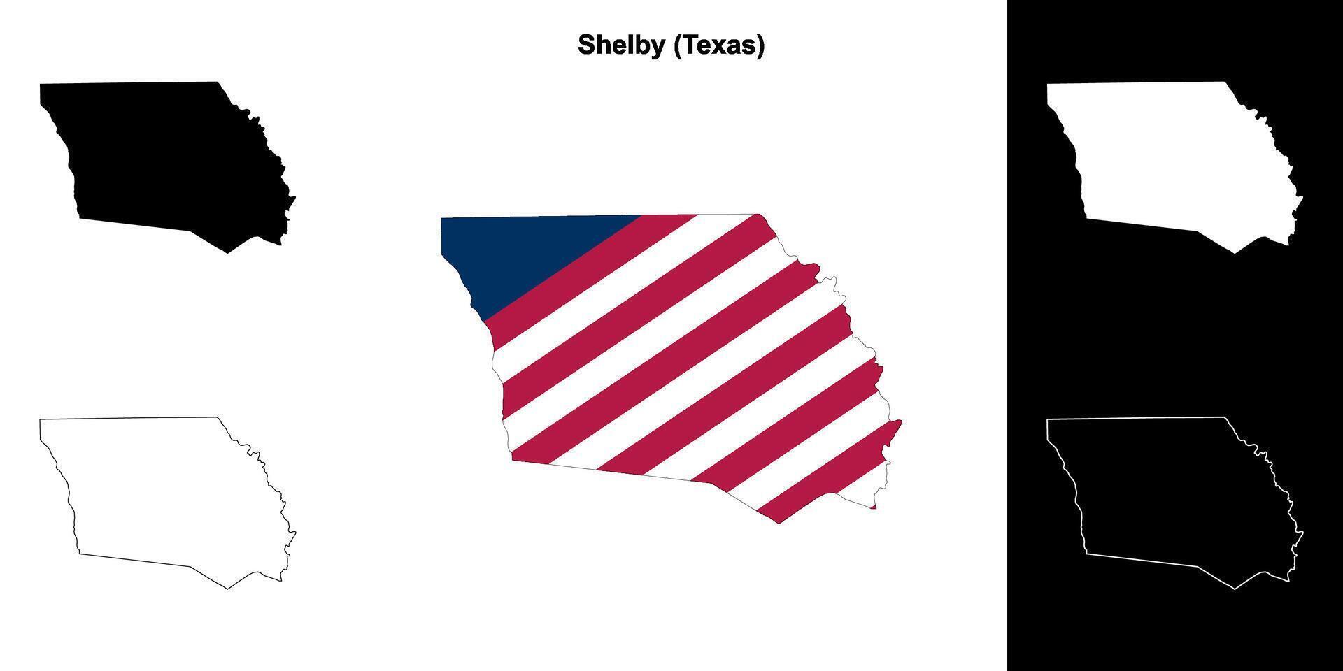 shelby grevskap, texas översikt Karta uppsättning vektor