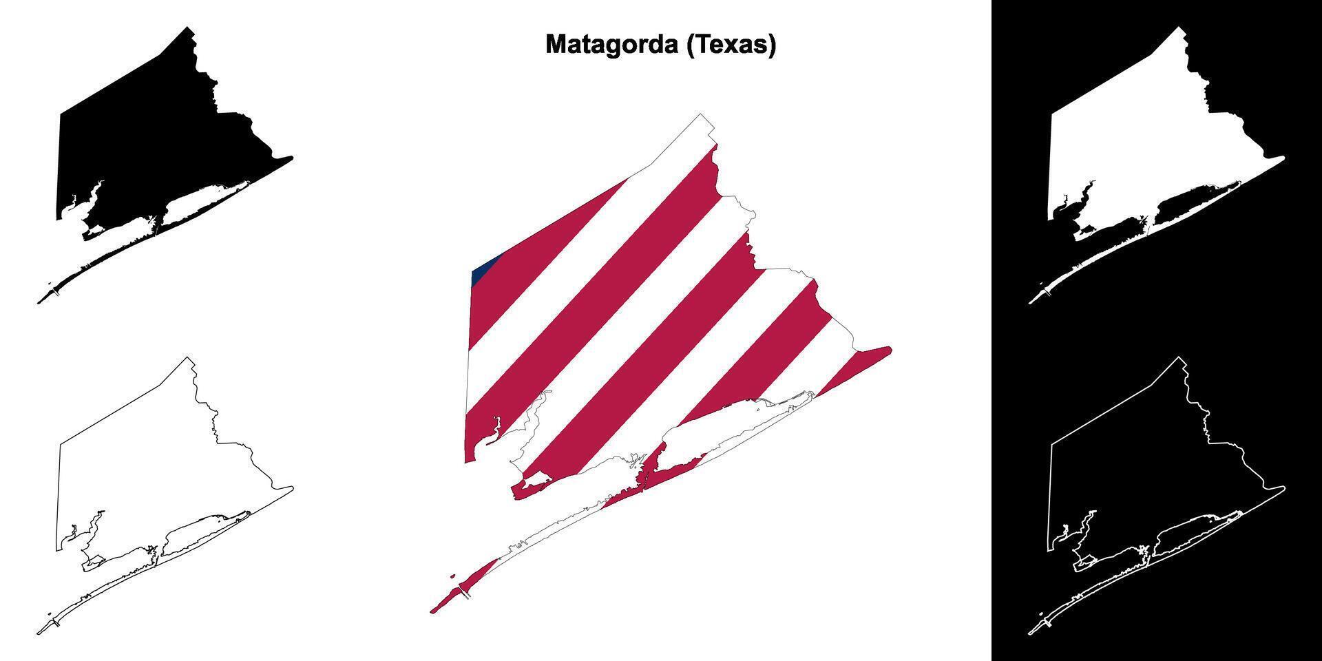 Matagorda Bezirk, Texas Gliederung Karte einstellen vektor