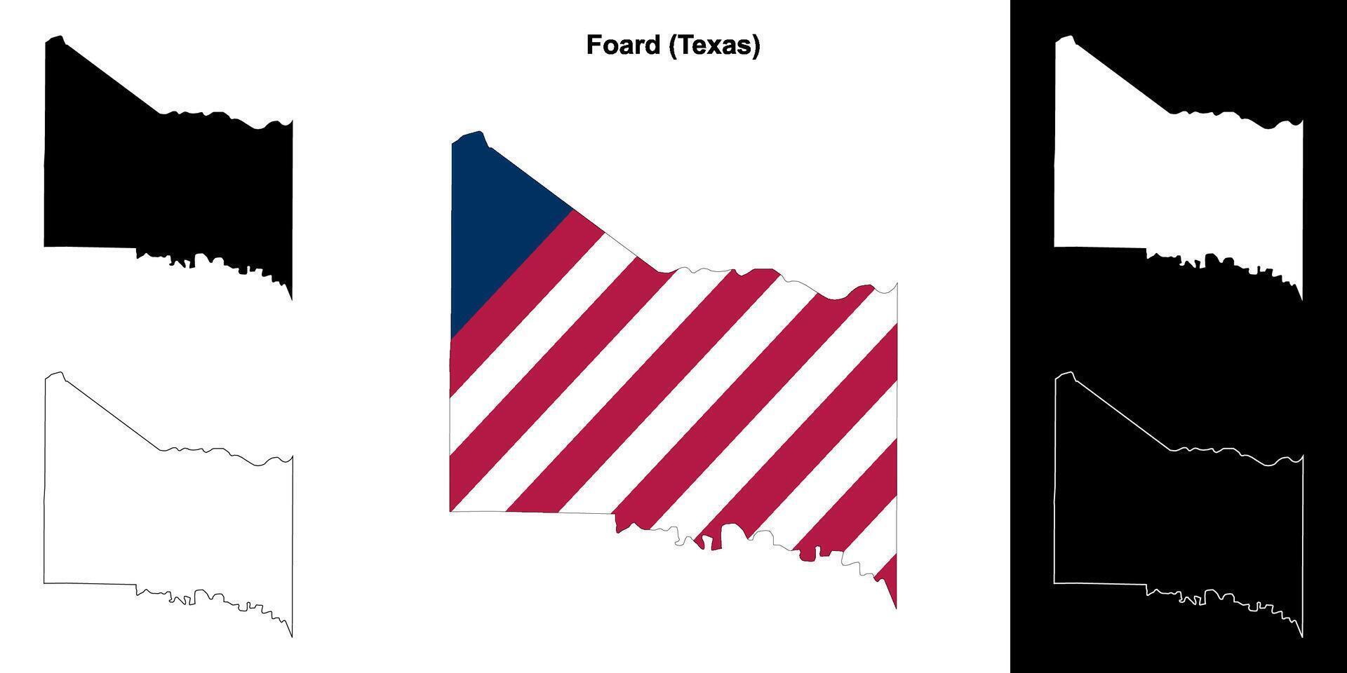foard grevskap, texas översikt Karta uppsättning vektor