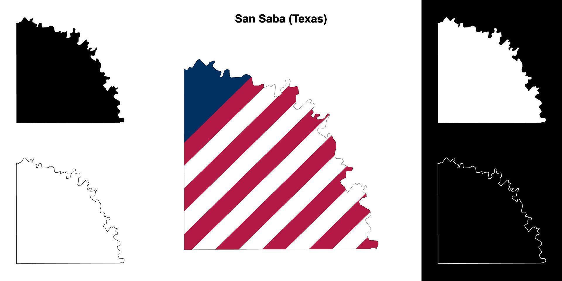 san Saba Bezirk, Texas Gliederung Karte einstellen vektor