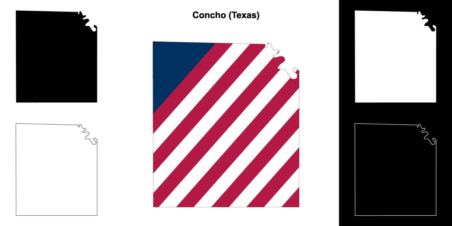Muschel Bezirk, Texas Gliederung Karte einstellen vektor