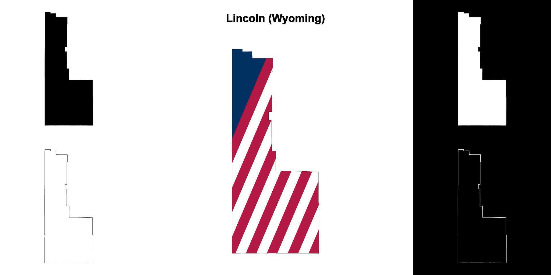 Lincoln Bezirk, Wyoming Gliederung Karte einstellen vektor