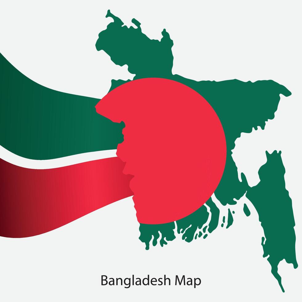 bangladesh Karta med nationell flagga vektor