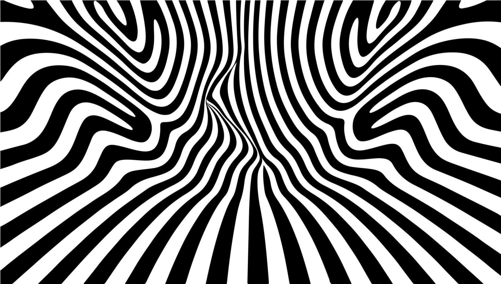 abstrakt hypnotisch Muster mit Schwarz-Weiss gestreift Linien. psychedelisch Hintergrund. op Kunst, optisch Illusion. Technologie Hälfte Ton Muster Hintergrund oder modern Design, Grafik Textur vektor