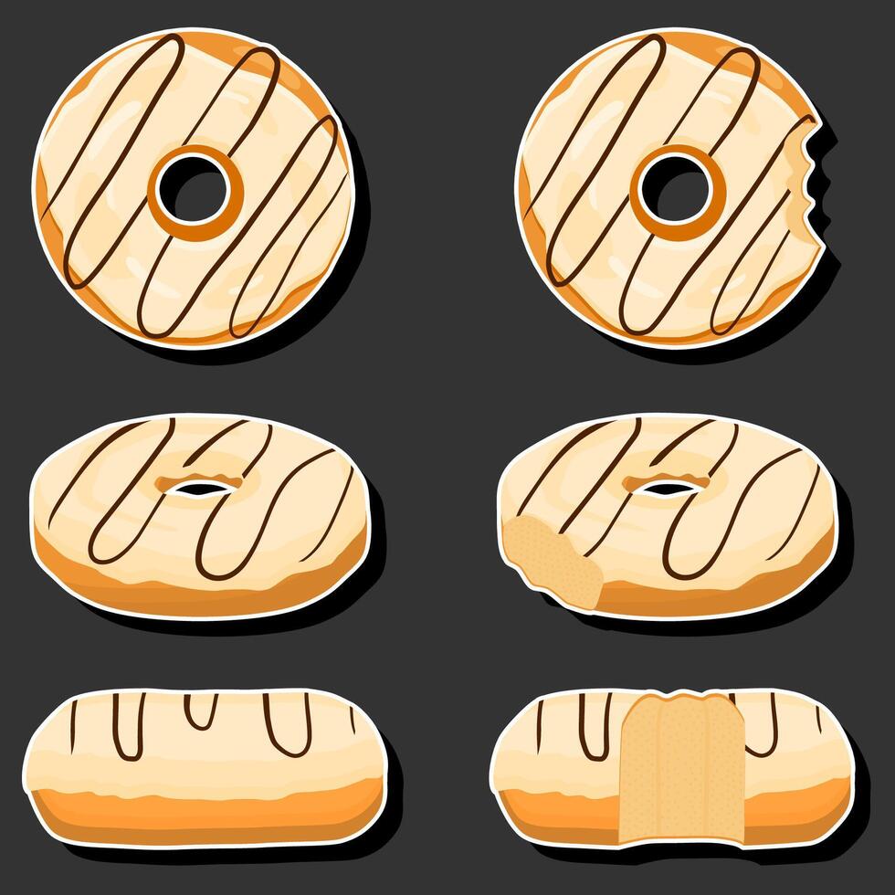 Illustration auf Thema groß einstellen anders Typen klebrig Donuts, Süss Donuts verschiedene Größe vektor