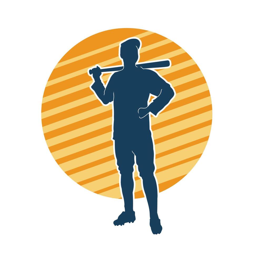 Silhouette von ein männlich Baseball Teig Spieler im Aktion Pose. Silhouette von ein Mann Athlet spielen Baseball Sport wie ein Teig. vektor