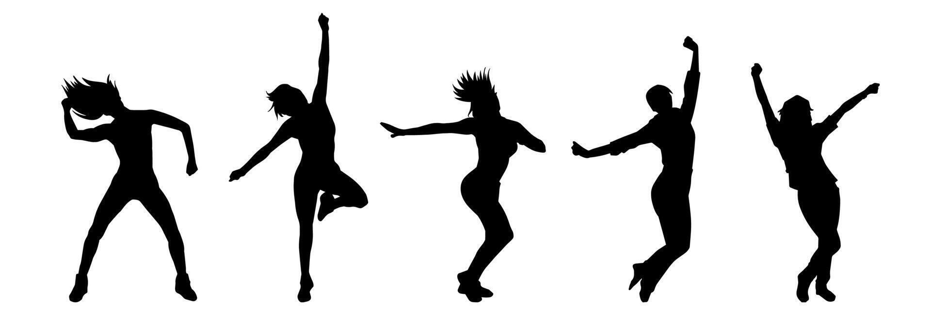Silhouette Sammlung von schlank weiblich Tänzer im Aktion Pose vektor