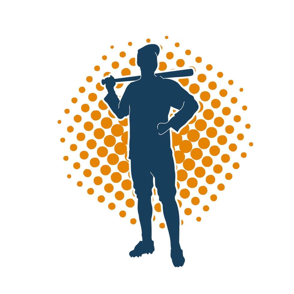 Silhouette von ein männlich Baseball Teig Spieler im Aktion Pose. Silhouette von ein Mann Athlet spielen Baseball Sport wie ein Teig. vektor