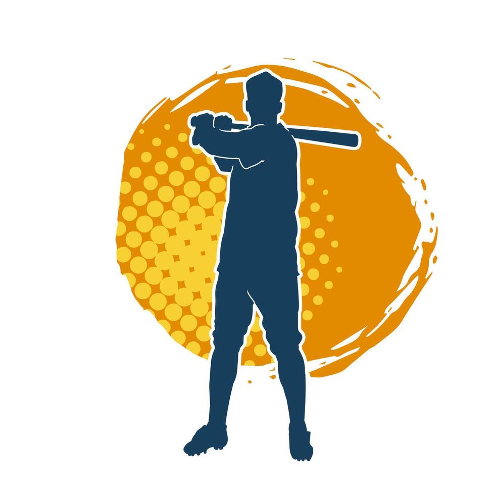 Silhouette von ein männlich Baseball Teig Spieler im Aktion Pose. Silhouette von ein Mann Athlet spielen Baseball Sport wie ein Teig. vektor