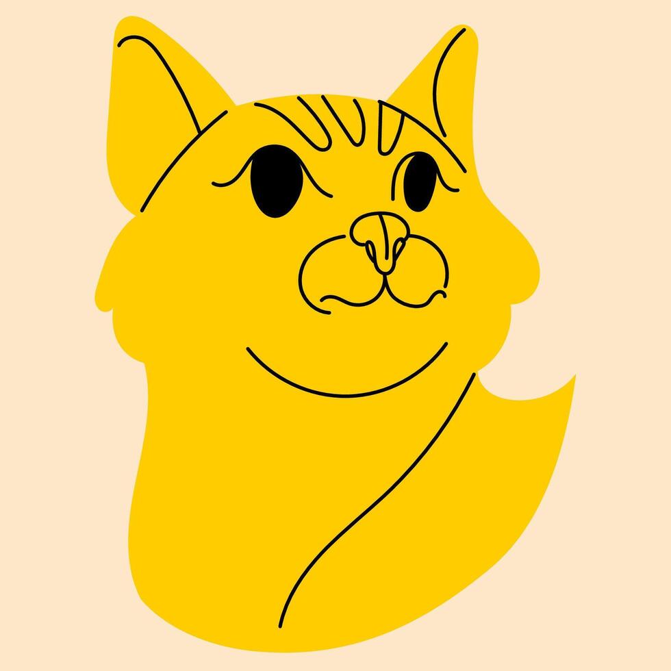 gul, fint katt. avatar, bricka, affisch, logotyp mallar, skriva ut. illustration i platt tecknad serie stil vektor