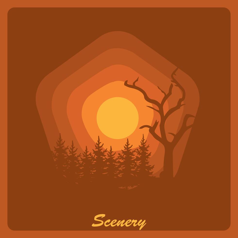 Wald Silhouette zum Wappen, Wald Logo Illustration vektor
