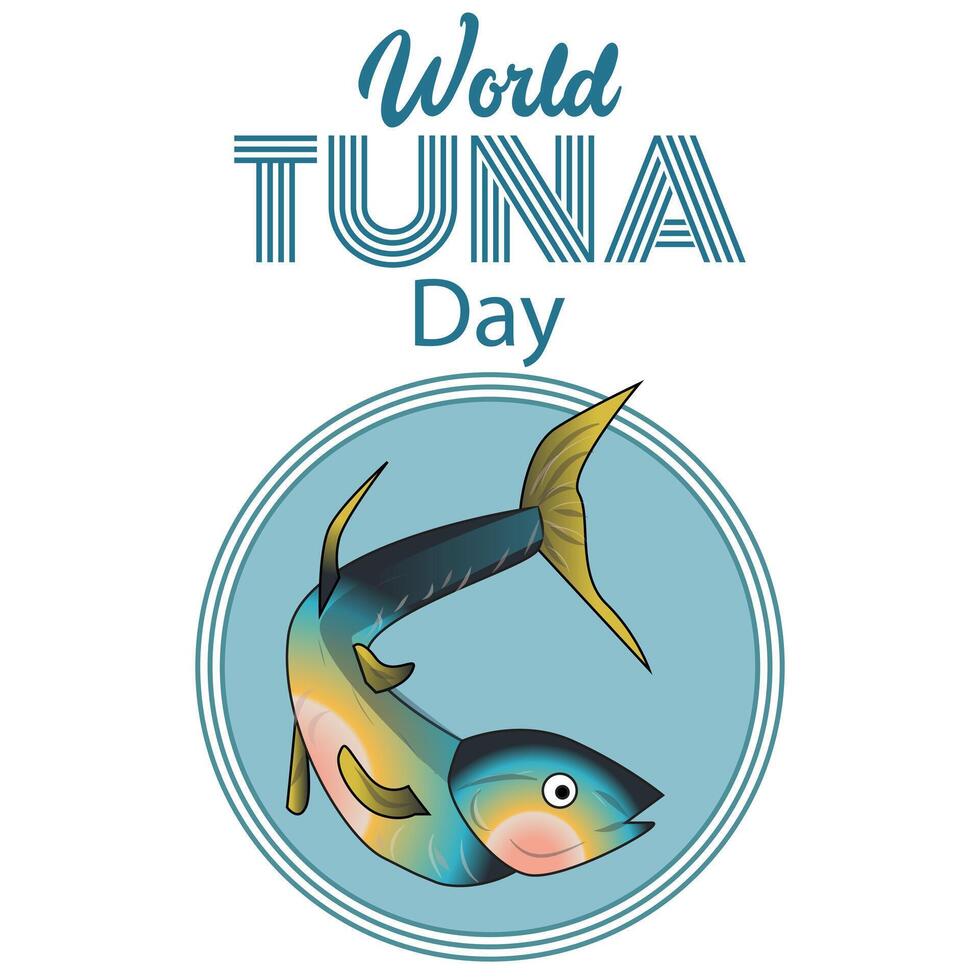 värld tonfisk dag tecken och bricka vektor
