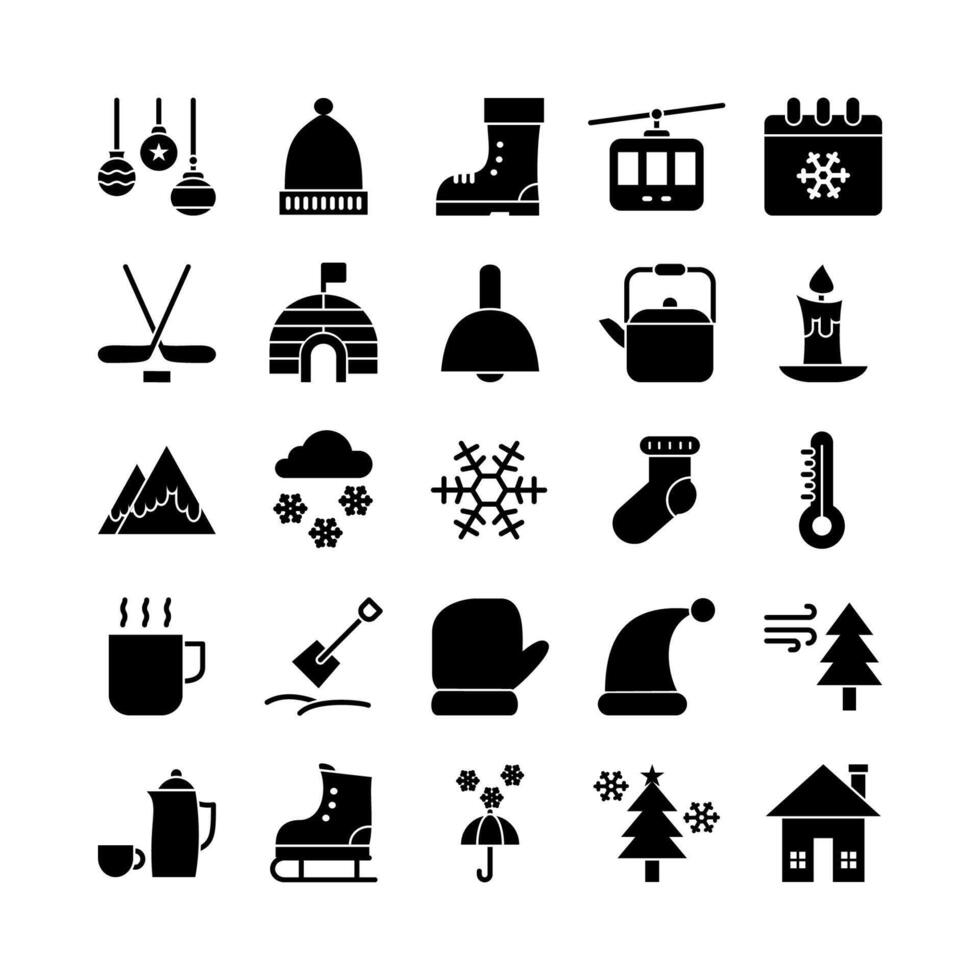 Winter Icon Set Vector Solid für Website, mobile App, Präsentation, Social Media. geeignet für Benutzeroberfläche und Benutzererfahrung.