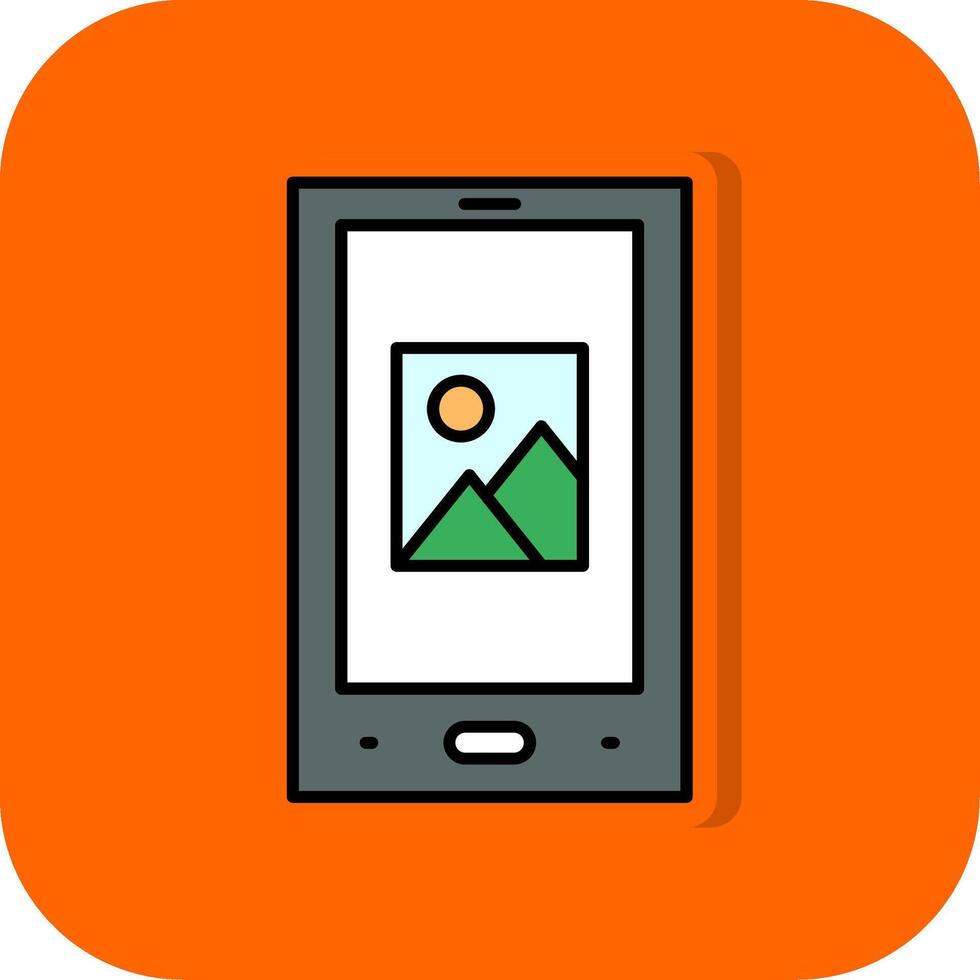 Tablette gefüllt Orange Hintergrund Symbol vektor