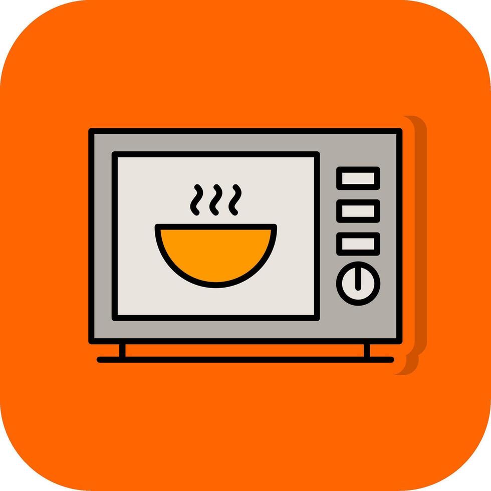Mikrowelle gefüllt Orange Hintergrund Symbol vektor