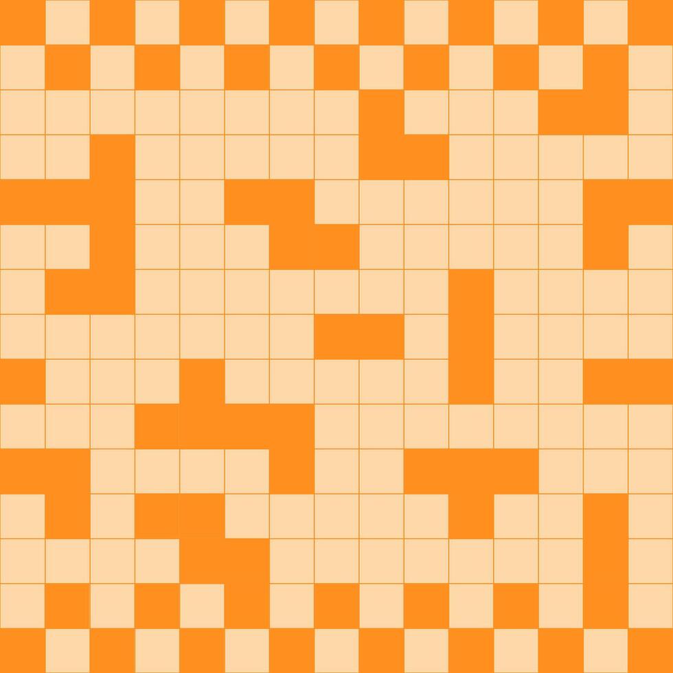 nahtlos pixelig Muster. abstrakt Pixel Orange geometrisch Quadrate und Linien Hintergrund. vektor