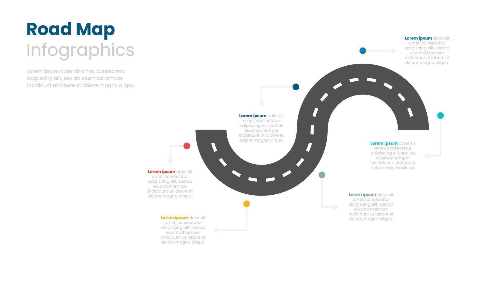 färdplan infographic mall design med 6 steg. vektor