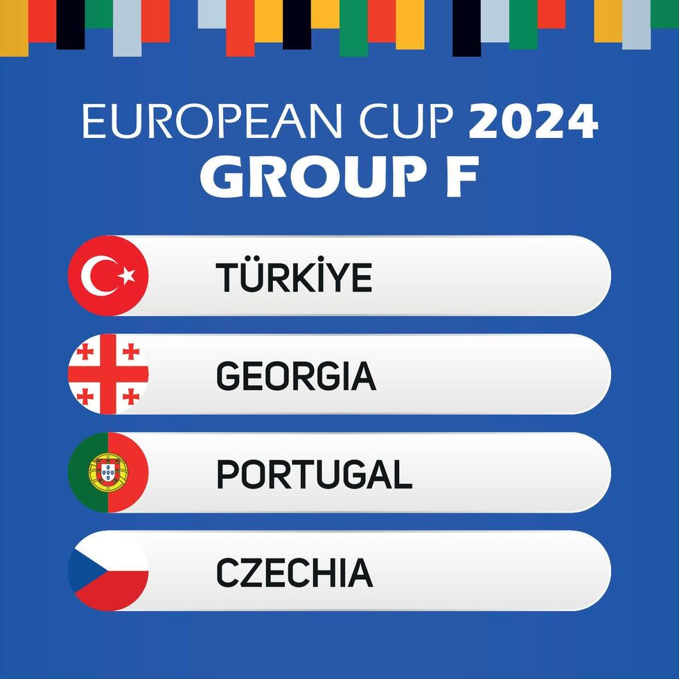 2024 Tyskland europeisk fotboll mästerskap grupp f Kalkon turkiye georgien portugal czechia vektor