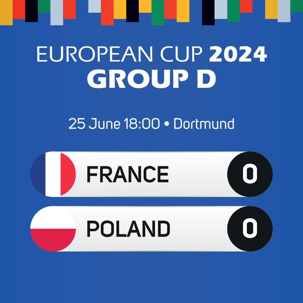 Frankreich vs. Polen europäisch Fußball Meisterschaft Gruppe d Spiel Anzeigetafel Banner Euro Deutschland 2024 vektor