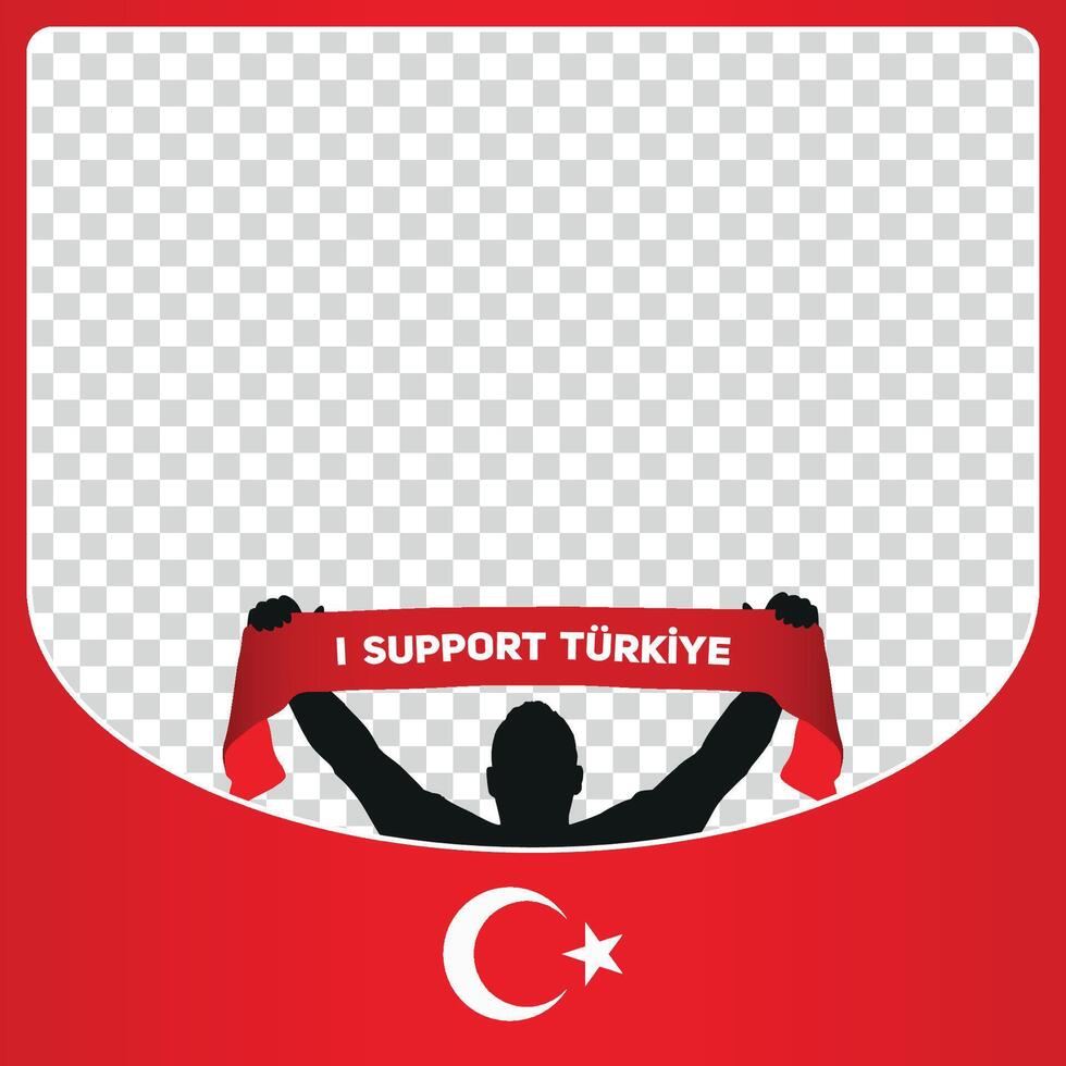 ich Unterstützung turkiye Truthahn europäisch Fußball Meisterschaft Profil Bild Rahmen Banner zum Sozial Medien Euro Deutschland 2024 vektor