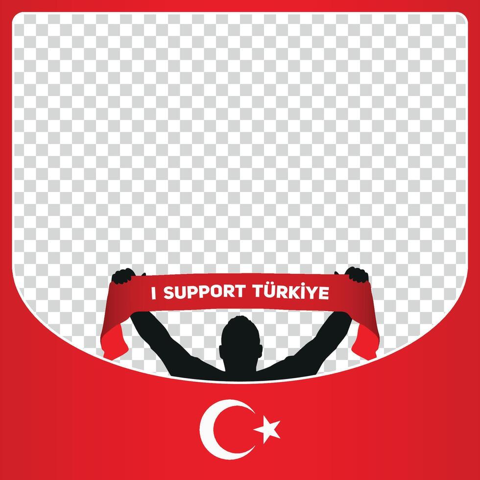 jag Stöd turkiye Kalkon europeisk fotboll mästerskap profil bild ram banderoller för social media euro Tyskland 2024 vektor