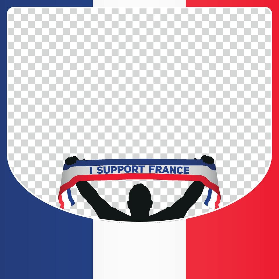 jag Stöd Frankrike europeisk fotboll mästerskap profil bild ram banderoller för social media euro Tyskland 2024 vektor