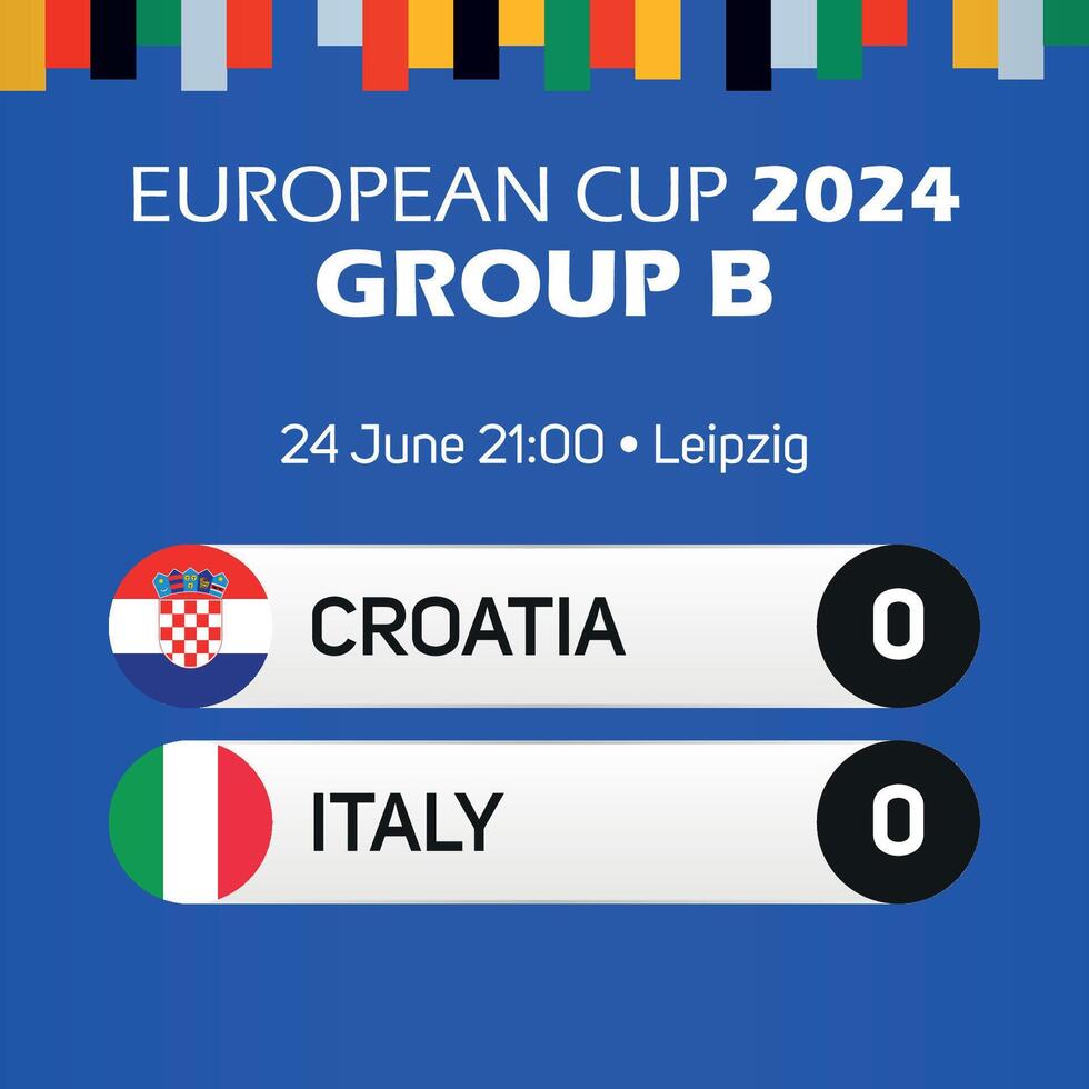 kroatien mot Italien europeisk fotboll mästerskap grupp b match tavlan baner euro Tyskland 2024 vektor