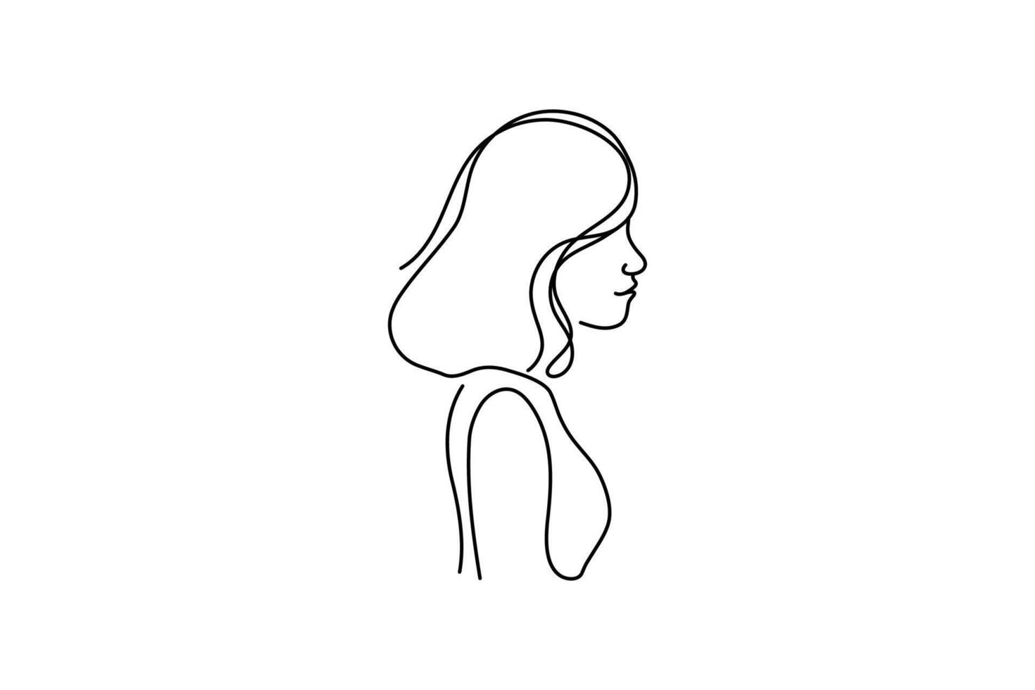 abstrakt av en kvinnas ansikte från de sida. kontinuerlig linje teckning på en vit bakgrund. en minimalistisk kvinna vektor