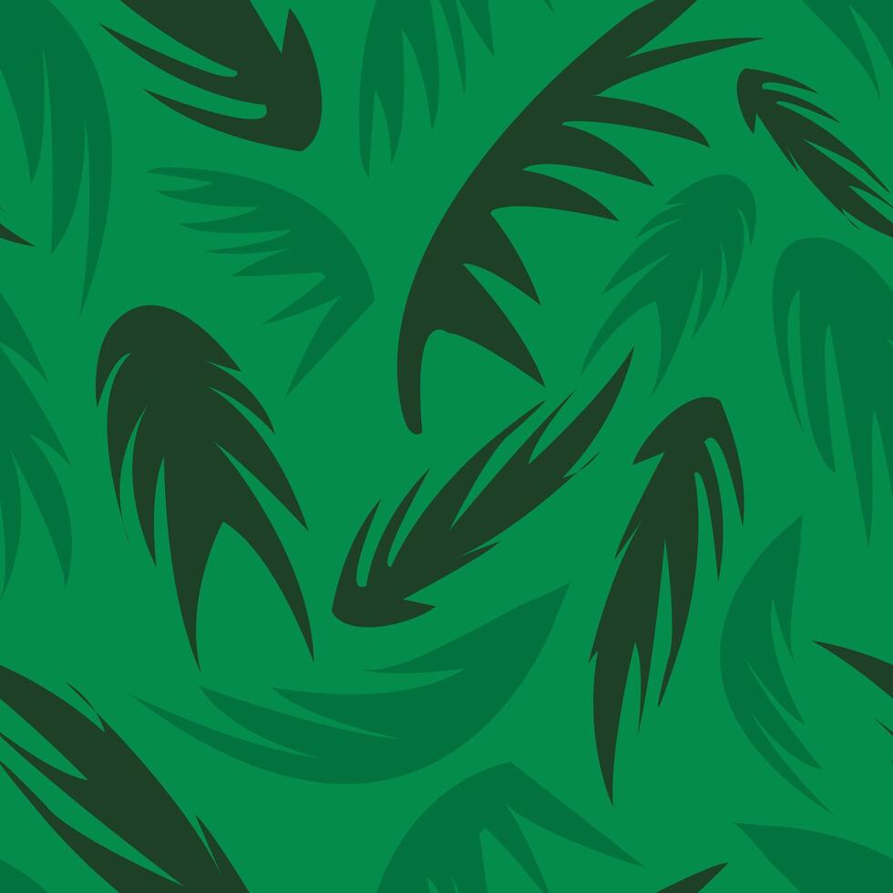 Palme Blätter Muster. tropisch Baum Blatt Formen. Anlage, Botanik. einfarbig Grün Farben. Sommer- Muster. Gekritzel Stil. Verpackung Papier, Abdeckung. Illustration. vektor