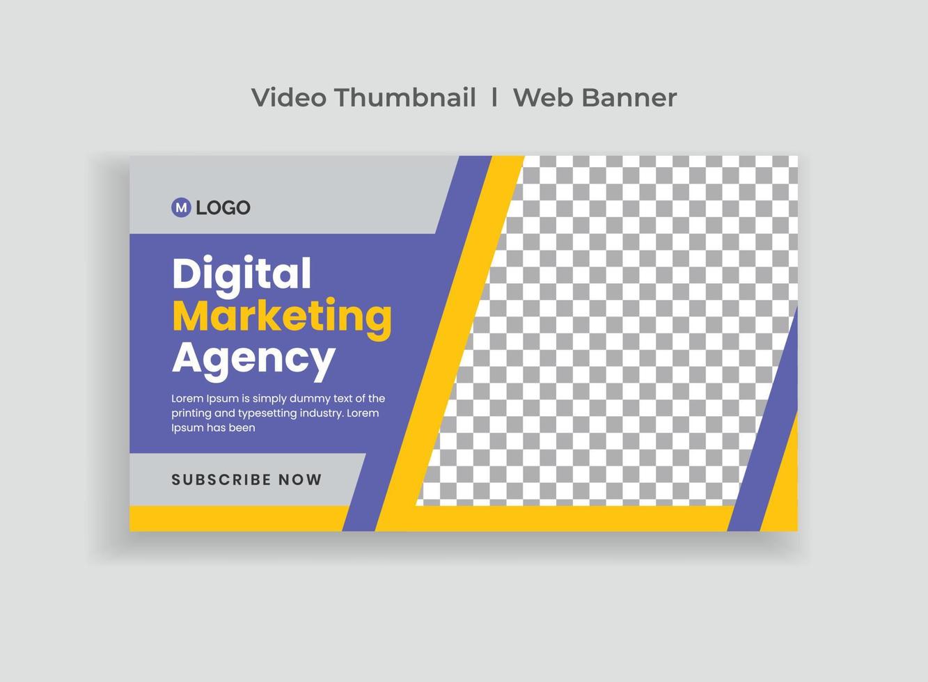 Video-Thumbnail und digitales Business-Marketing-Social-Media-Banner-Vorlage. Corporate Digital Marketing Web-Banner-Vorlage. Online-Marketing-Video-Cover für Unternehmen vektor