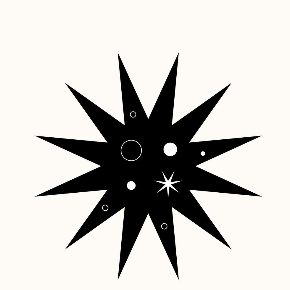 ein Stark schwarz Star Schneiden durch Raum. minimalistisch Design trifft himmlisch Eleganz im Scharf Kontrast. ein ikonisch Symbol von Nacht, gerendert im einfach, auffällig Linien vektor