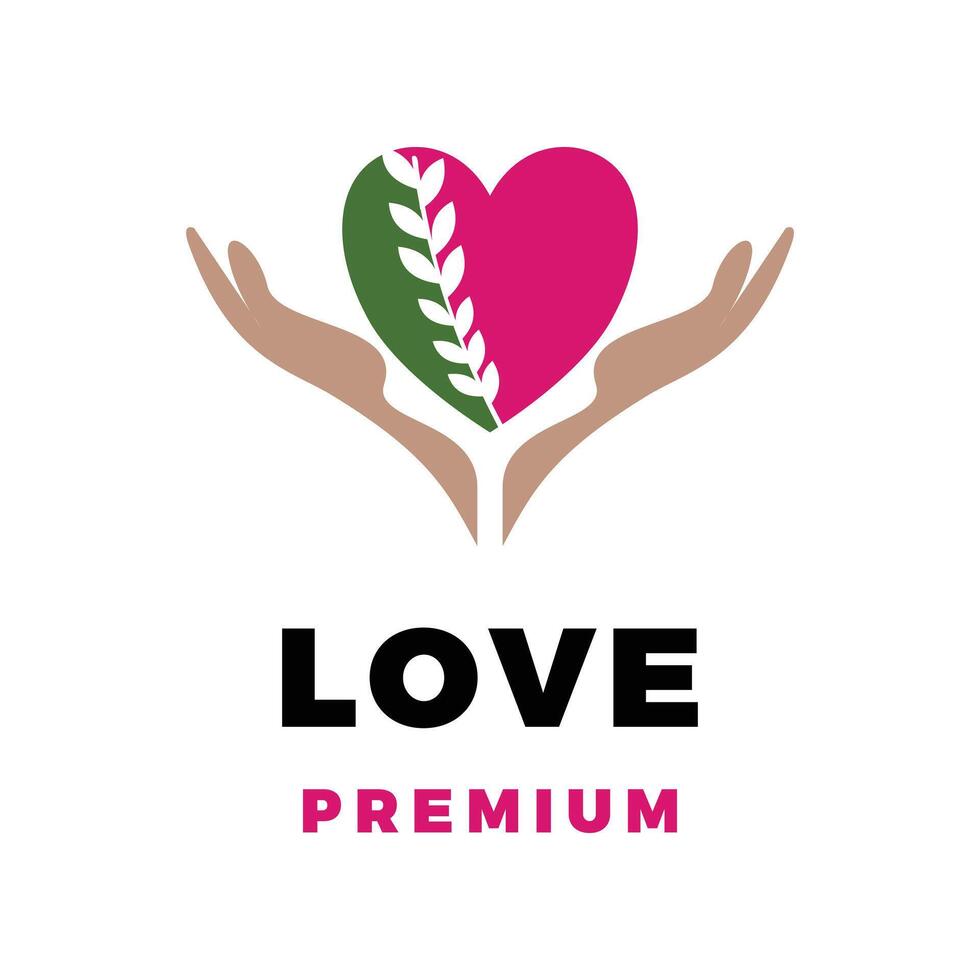 kärlek löv vård ikon logotyp mall illustration design vektor