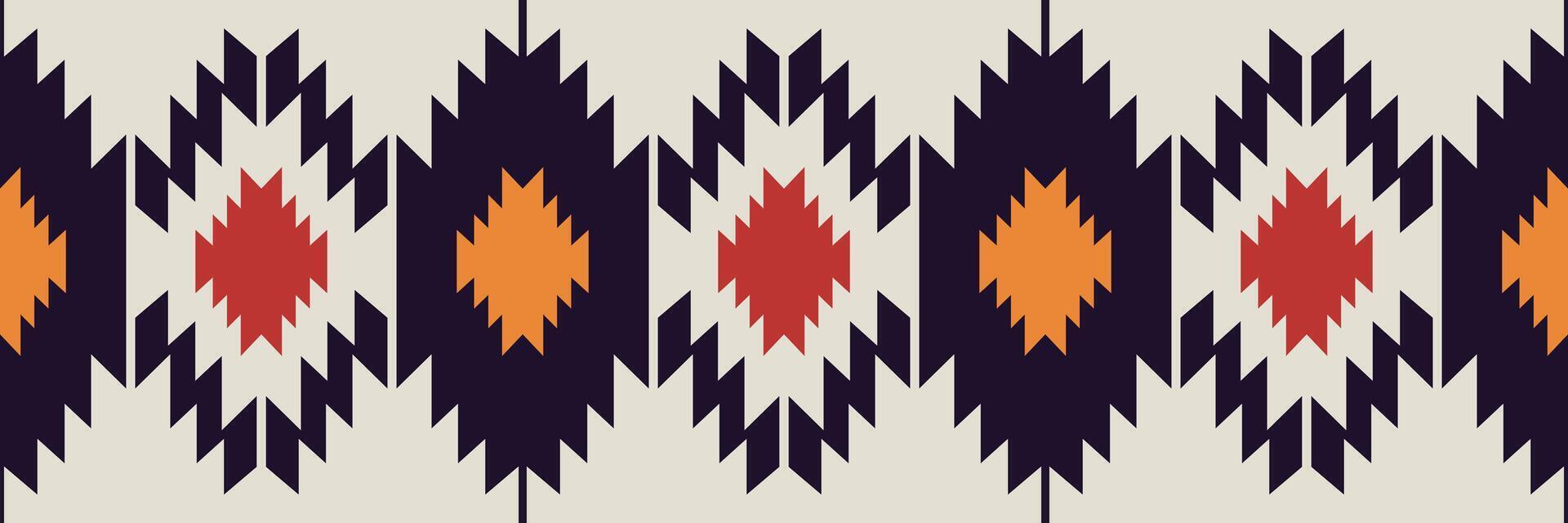 aztec sydväst färgrik gräns mönster. färgrik inföding amerikan sydvästlig geometrisk löpare matta sömlös mönster. etnisk mönster använda sig av för textil- gräns, tabell löpare, bordsduk, golv matta. vektor
